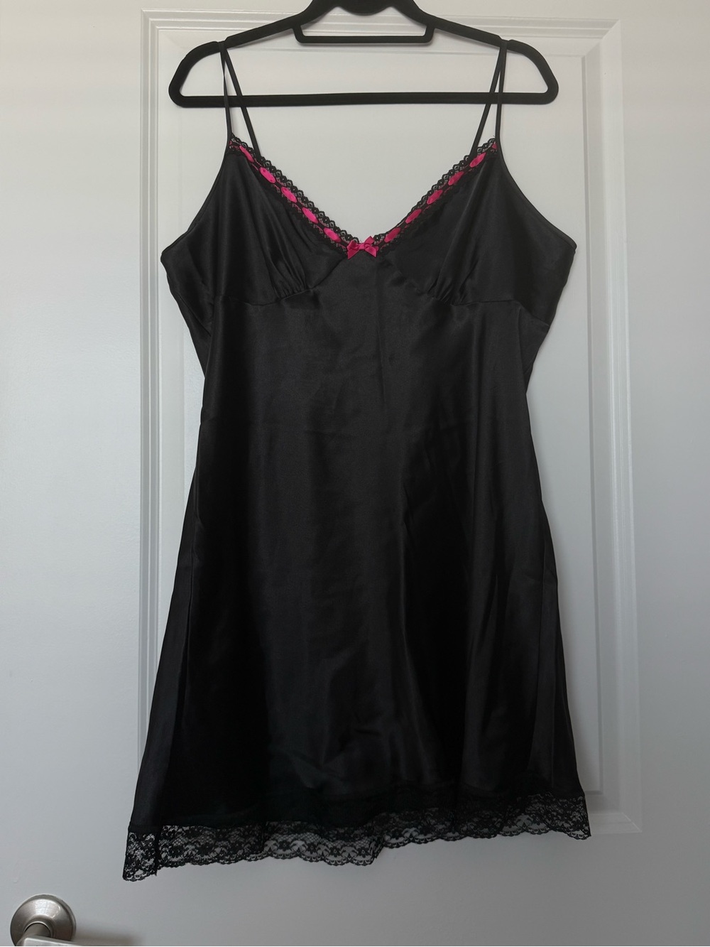 Apt. 9 Satin Pink Lace Trim Ribbon Slip Dress XL